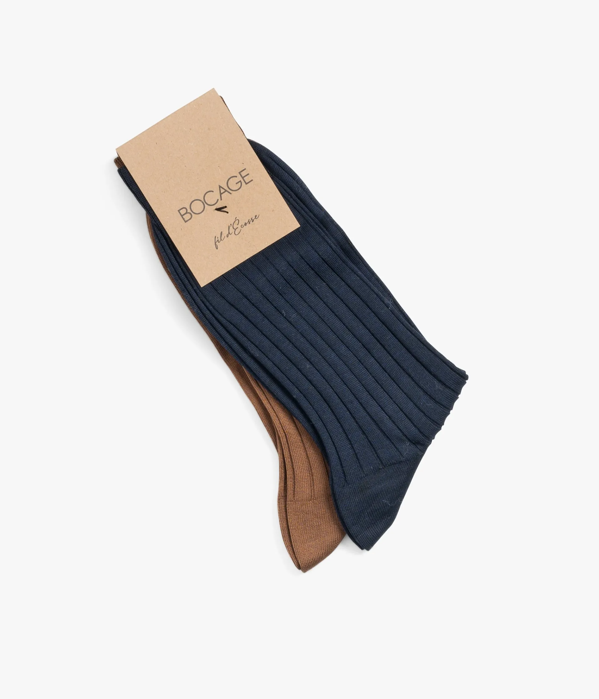 CHAUSSETTES ADELON MARINE ET COGNAC Homme Chaussettes