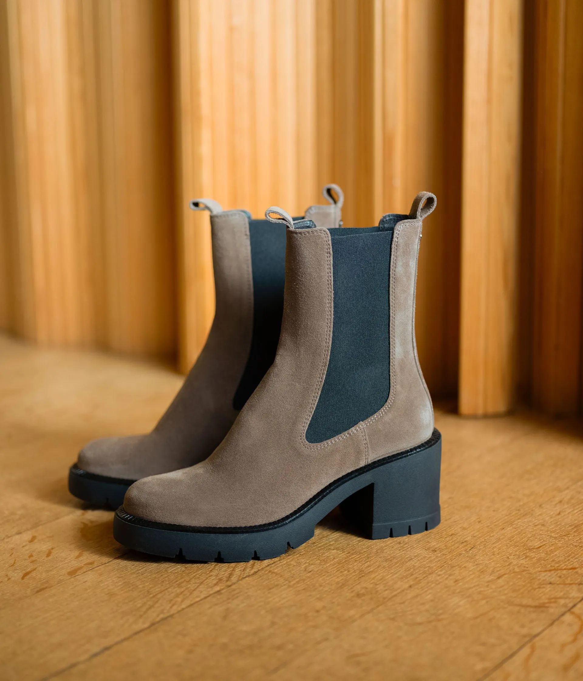 Discount CHELSEA BOOTS ESTELLE TAUPE Femme Boots & Bottines