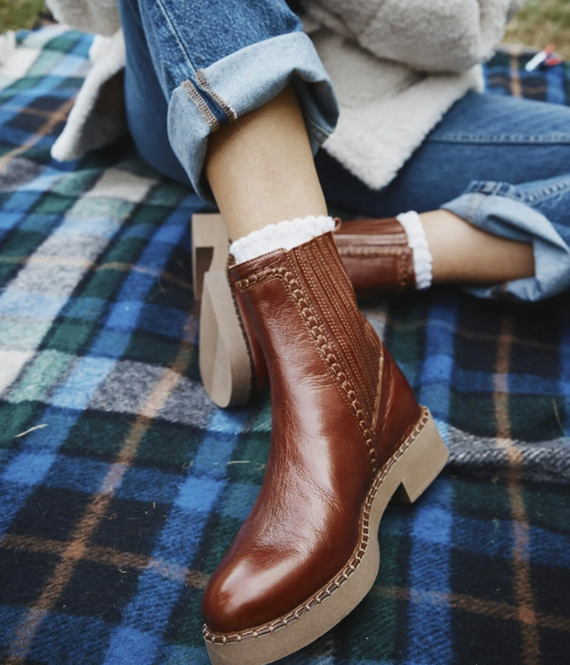 Clearance CHELSEA BOOTS SOLLENE COGNAC Femme Boots & Bottines