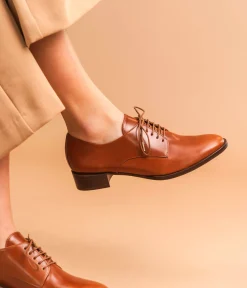 New DERBY CAROLINA COGNAC Femme Mocassins|Derbies