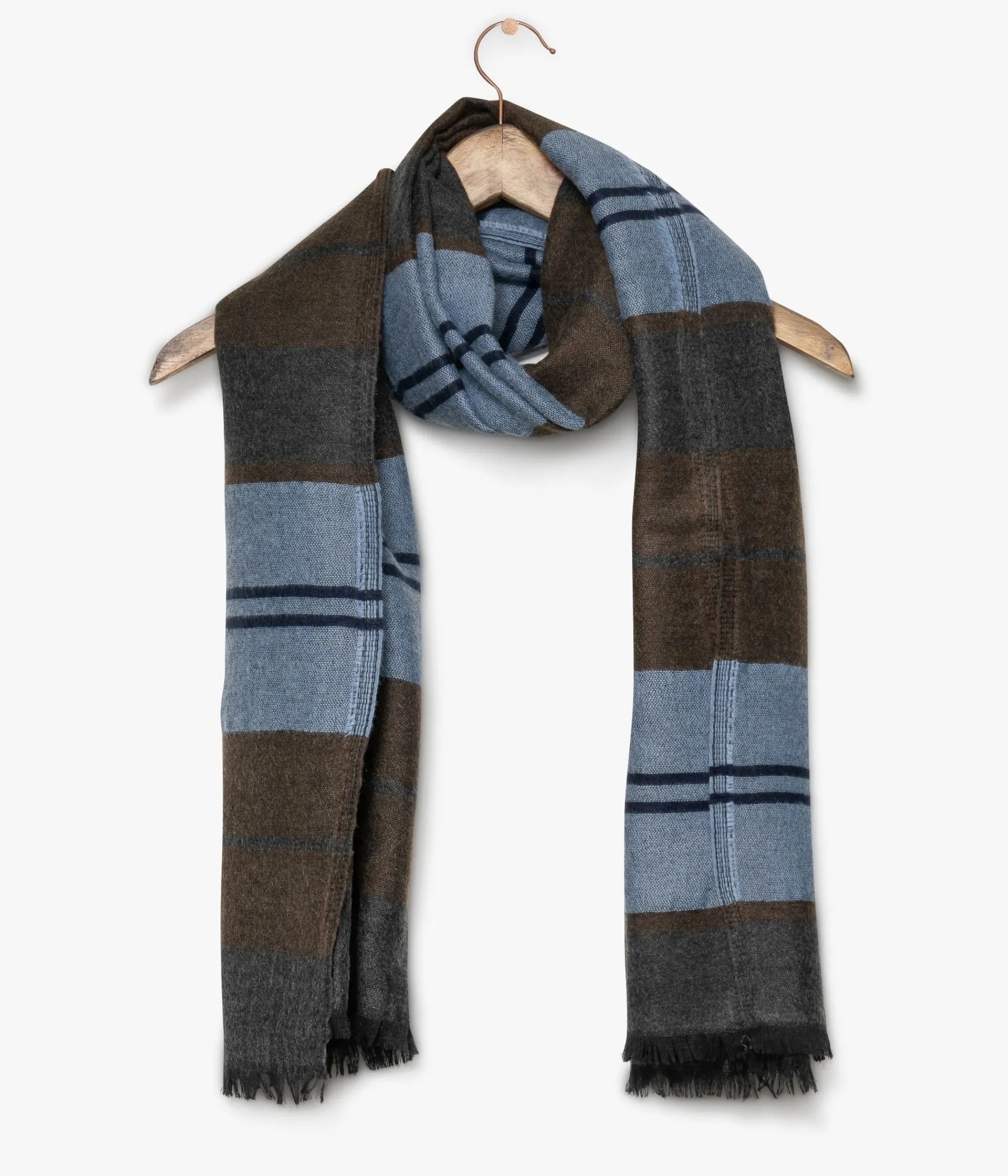 Discount ECHARPE REMI KAKI ET BLEU Homme Foulards