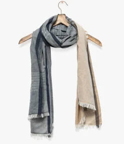 Best ECHARPE ROMARIO BLEU ET BEIGE Homme Foulards