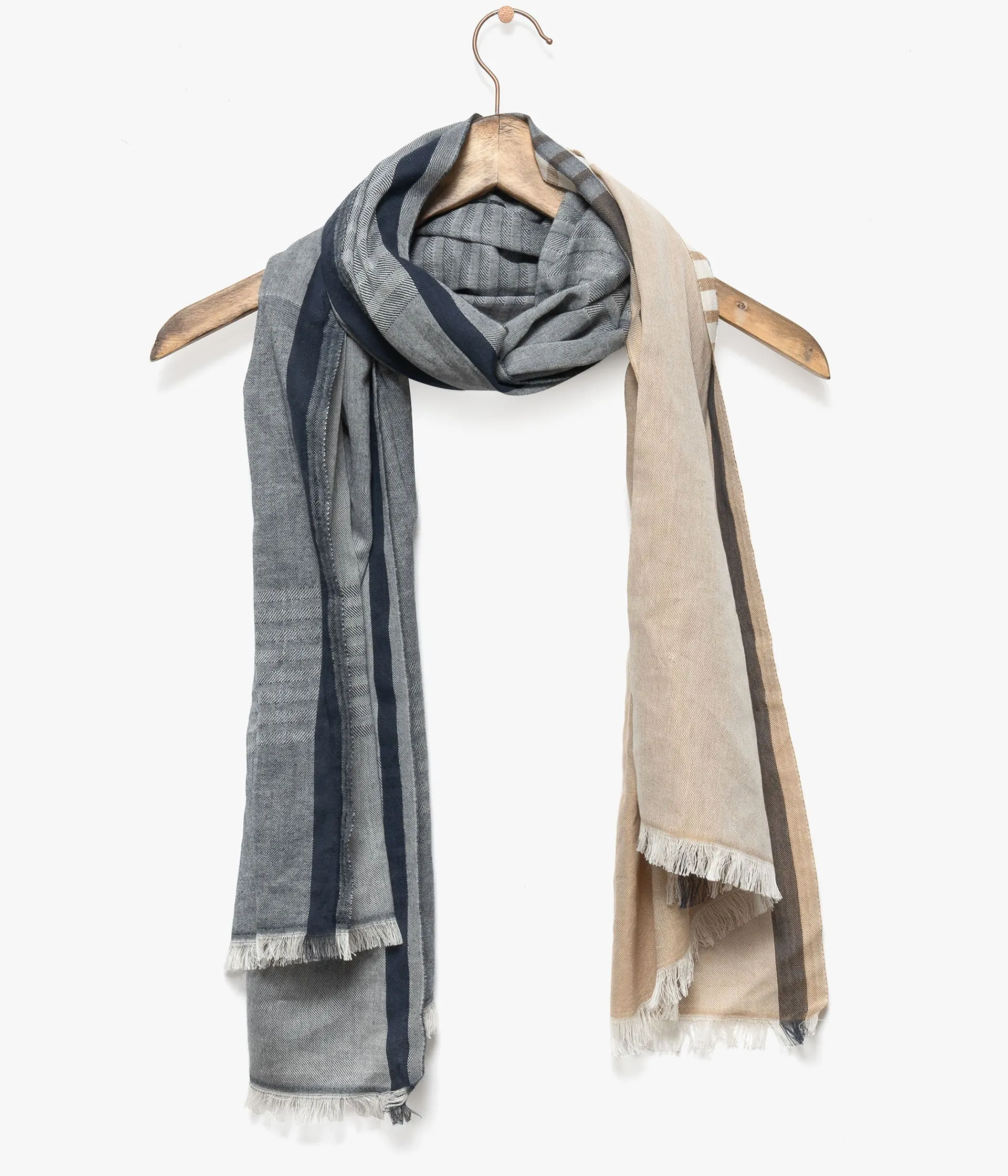 Best ECHARPE ROMARIO BLEU ET BEIGE Homme Foulards