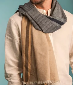 Best ECHARPE ROMARIO BLEU ET BEIGE Homme Foulards