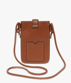 Discount POCHETTE TELEPHONE EMELINE COGNAC Femme Pochettes
