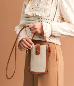 Discount POCHETTE TELEPHONE EMELINE COGNAC Femme Pochettes