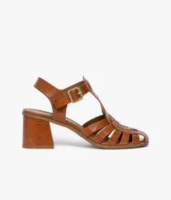 SANDALE DELFINA COGNAC Femme Sandales|Escarpins