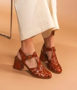 SANDALE DELFINA COGNAC Femme Sandales|Escarpins